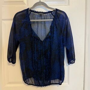 Express Blue and Black Patterned Blouse size M